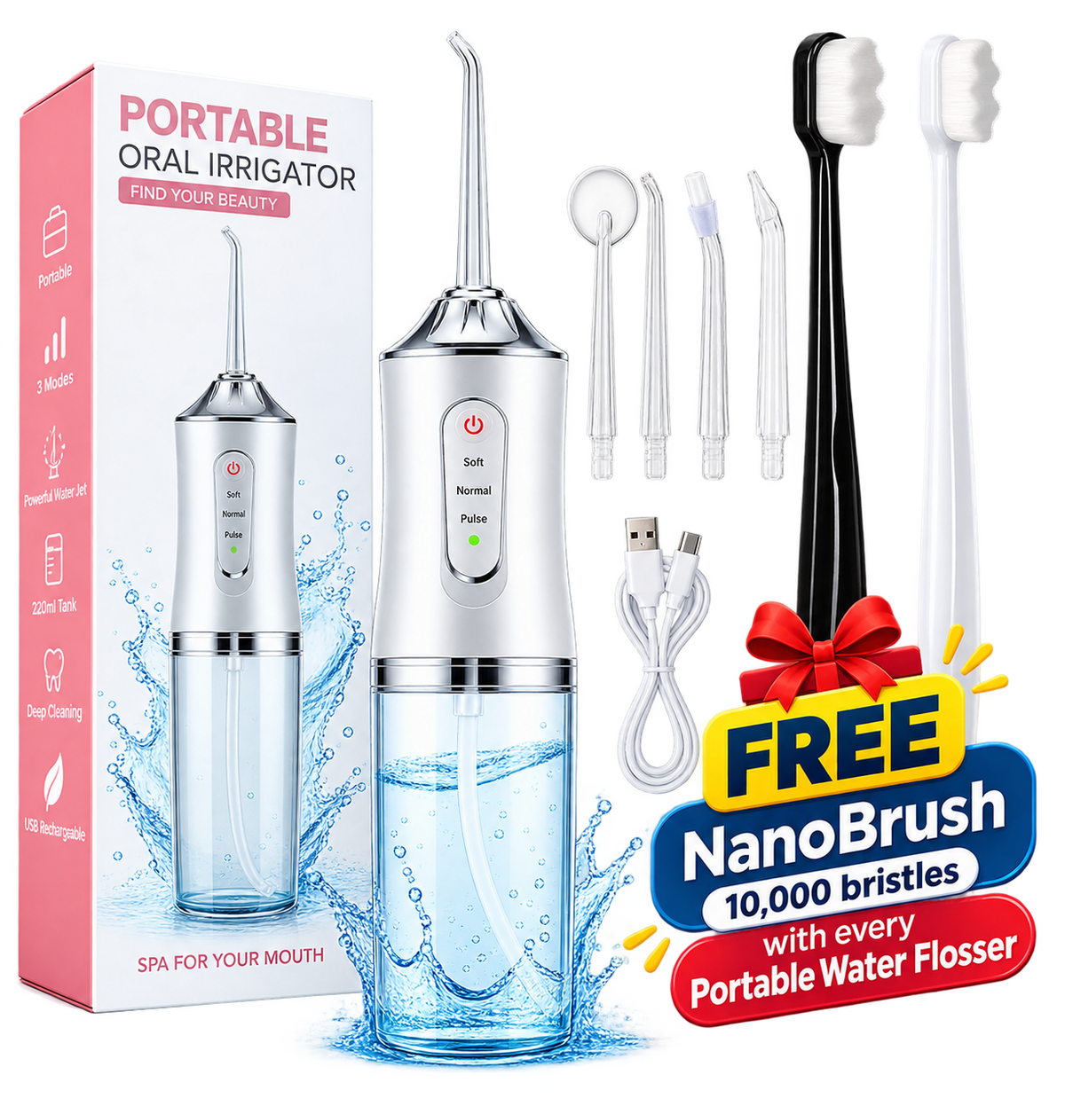 Portable Water Flosser for Fresh Breath & Deep Teeth Cleaning