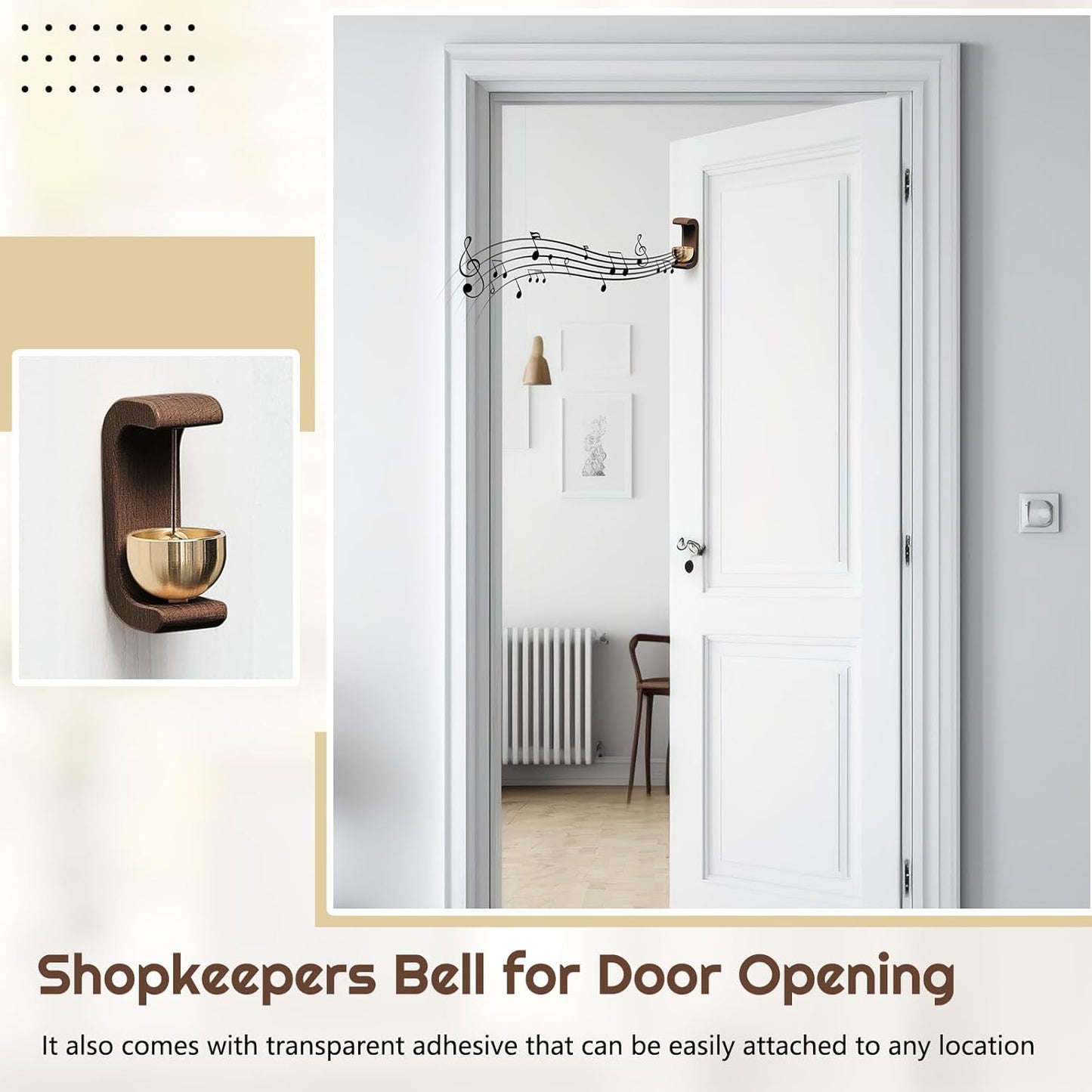 Wooden Door Bell – Magnetic Dopamine Bell for homes, offices, cafes, studios, and shops.