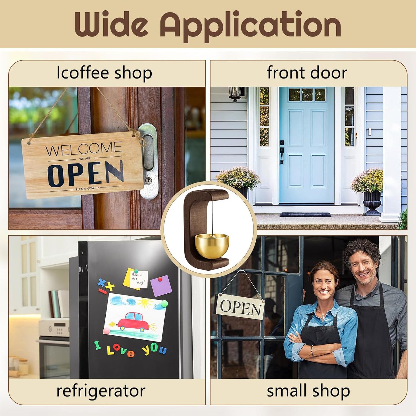 Wooden Door Bell – Magnetic Dopamine Bell for homes, offices, cafes, studios, and shops.